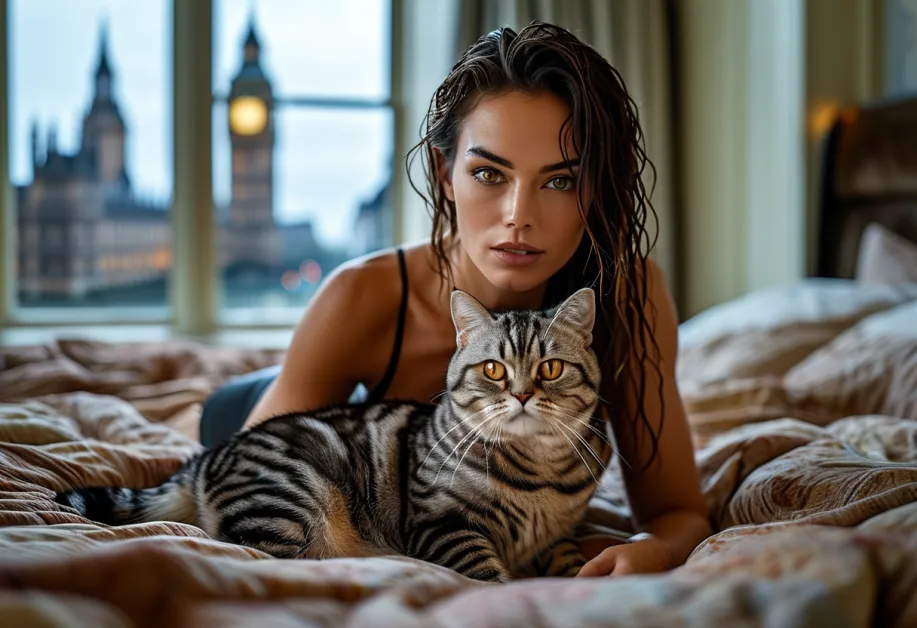 ภาพถ่ายอเมริกันช็อตแฮร์ที่หอนาฬิกาบิ๊กเบน - การถ่ายภาพแมวที่ลงตัวกับแลนด์มาร์คชื่อดั