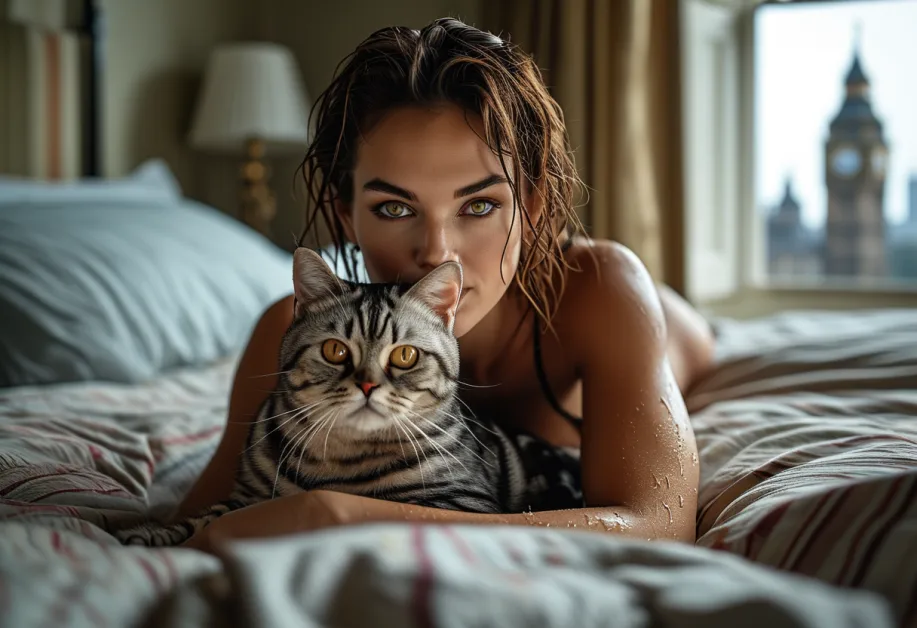 อเมริกันช็อตแฮร์กับบรรยากาศคลาสสิกที่บิ๊กเบน - ความน่ารักที่เชื่อมโยงกับความยิ่งใหญ่ของอังกฤษ