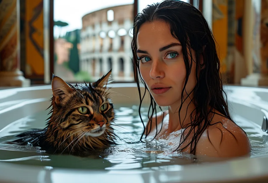 นอร์เวย์ฟอเรสต์กับโคลอสเซียมอันยิ่งใหญ่ - แมวนอร์เวย์ฟอเรสต์กับโคลอสเซียม พื้นหลังที่แสดงถึงสถานที่ประวัติศาสตร์และความยิ่งใหญ่ของอิตาลี เพิ่มความสง่างามให้กับภาพ