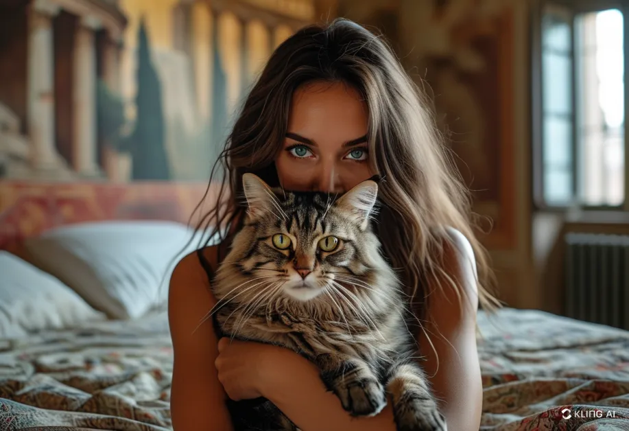 แมวนอร์เวย์ฟอเรสต์กับโคลอสเซียม - แมวพันธุ์นอร์เวย์ฟอเรสต์ขนหนาสวยงามกำลังนั่งใกล้โคลอสเซียมในกรุงโรม อิตาลี สร้างความโดดเด่นและเชื่อมโยงวัฒนธรรมที่แตกต่าง