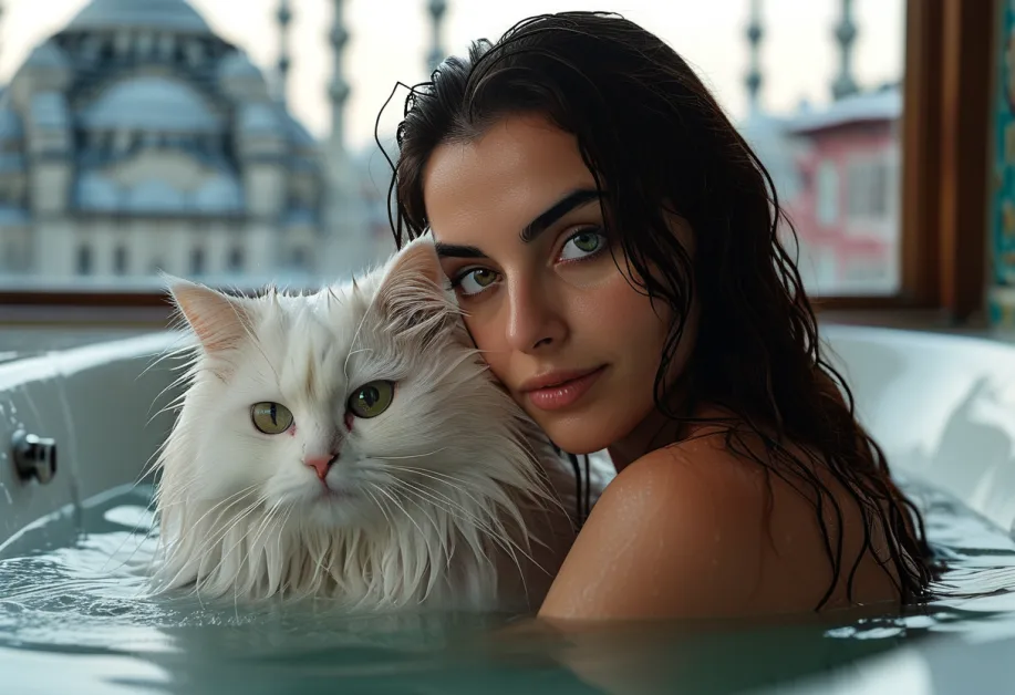 แมวเปอร์เซีย Hagia Sophia ขนยาวสีครีม โดดเด่นด้วยตาโตแวววาว ที่สะท้อนถึงความสุขและการดูแลที่เอาใจใส่