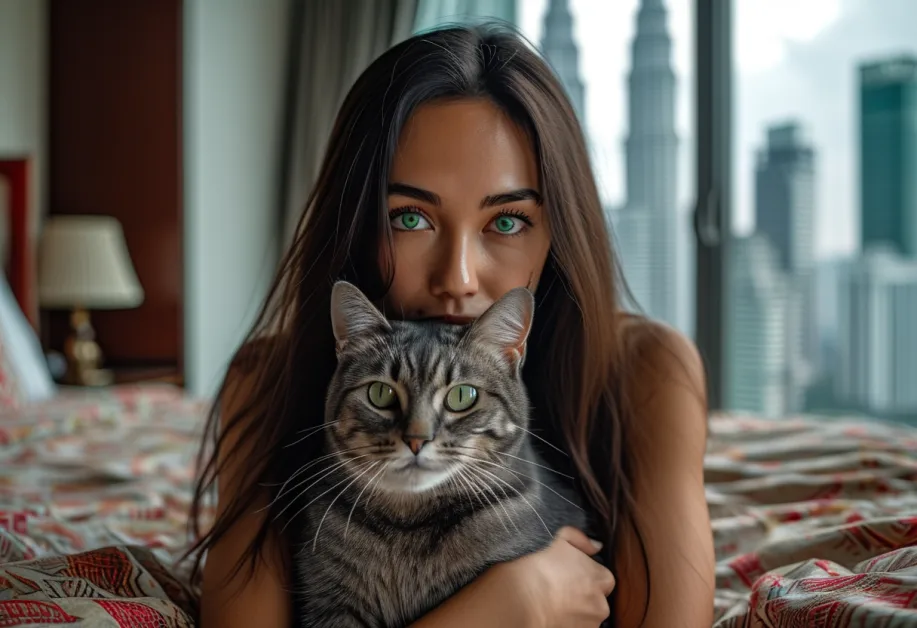 แมวโคราชเดินบนสะพานทางเดิน ใกล้กับตึกแฝดเปโตรนาส สะท้อนความเป็นตัวตนที่งดงามและมั่นคง