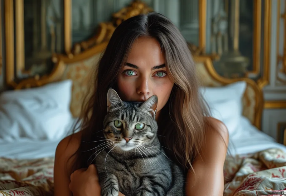 ภาพแมวโคราชที่ผสมผสานเข้ากับบรรยากาศอันทรงเกียรติของพระราชวังแวร์ซายส์ สะท้อนถึงความสวยงามและความลึกลับ