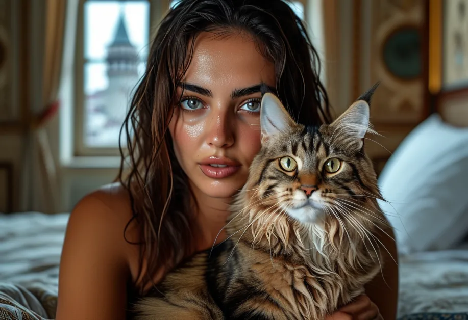 แมวเมนคูนสีเทาสวยงามกับบรรยากาศภายใน Hagia Sophia – แมวเมนคูนตัวใหญ่ขนสวยกับฉากหลังของ Hagia Sophia ที่น่าตื่นตา เหมาะสำหรับผู้ที่ชื่นชอบความสวยงามของสัตว์เลี้ยงและสถาปัตยกรรม