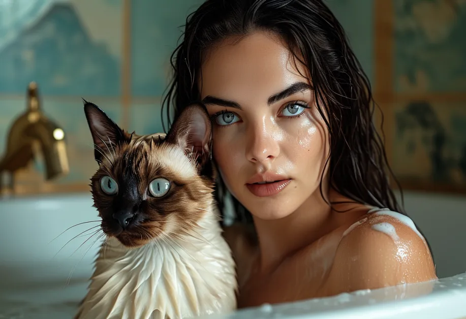 แมว Tonkinese ที่กระฉับกระเฉงพร้อมวิวอะโครโพลิส: แมว Tonkinese ที่มีชีวิตชีวาตัวนี้สนุกกับการผจญภัยกลางแจ้งโดยมีอะโครโพลิสเป็นฉากหลัง ซึ่งแสดงให้เห็นถึงด้านที่ขี้เล่นและกระฉับกระเฉง