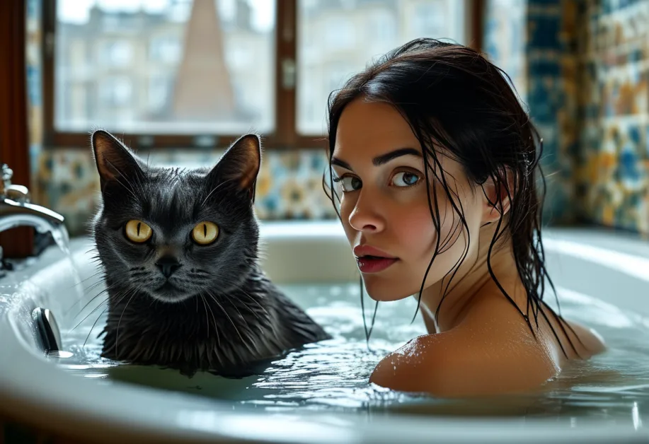 แมวรัสเซียสีน้ําเงินขี้เล่นเพลิดเพลินกับทิวทัศน์จาก The Shard แสดงบุคลิกที่สดใสและขนที่สง่างาม