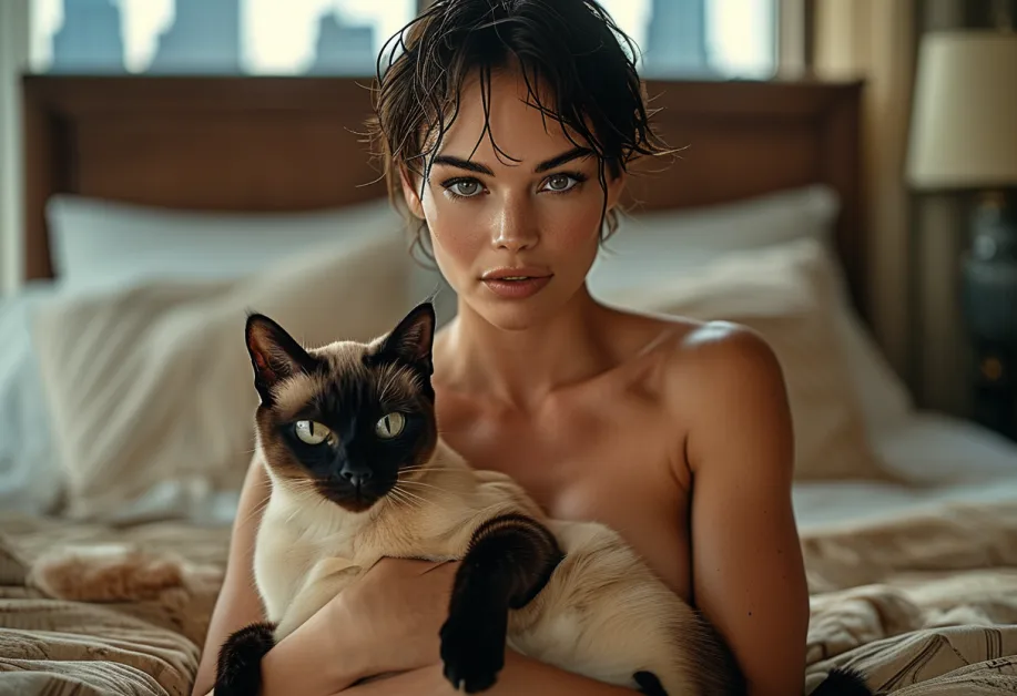 แมวท็องกินีสในท่าทางกระตือรือร้น แสดงถึงพลังและความคล่องตัวของพวกเขา เหมาะสำหรับผู้ที่มองหาเพื่อนเล่นที่สดใส