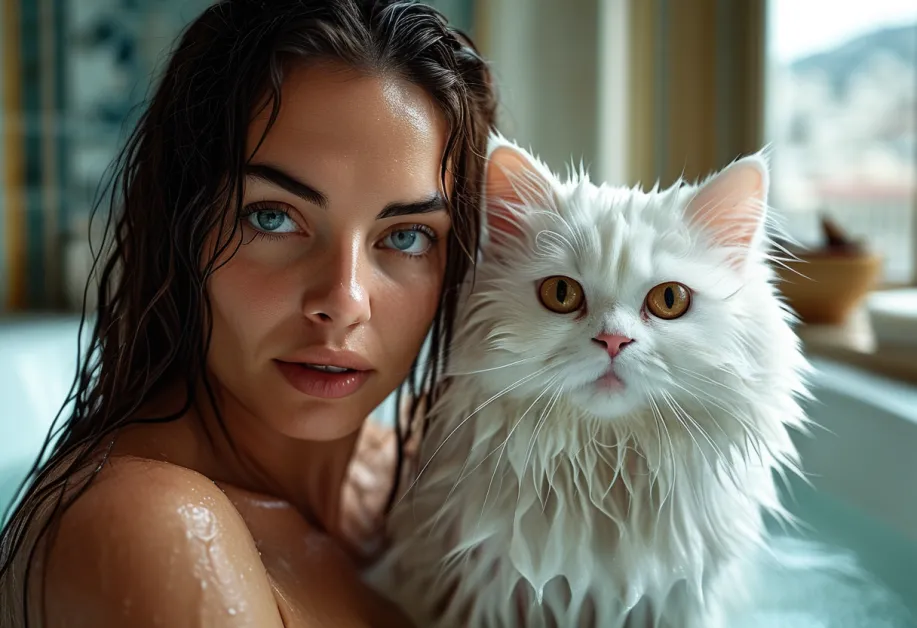 ภาพแมวแมงซ์ที่กำลังผ่อนคลาย ท่ามกลางเสน่ห์ของสถาปัตยกรรมอะโครโพลิสที่เป็นเอกลักษณ์