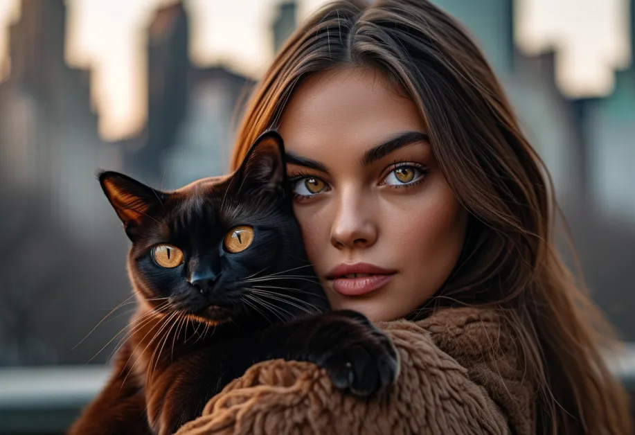 ภาพแมวเบอร์มิสในมุมสงบกลาง Central Park Tower - แมวเบอร์มิสสุดน่ารักนั่งพักผ่อนท่ามกลางฉากหลังที่มีเสน่ห์ เหมาะกับคนรักแมวที่มองหาภาพที่อบอุ่นและโดดเด่น