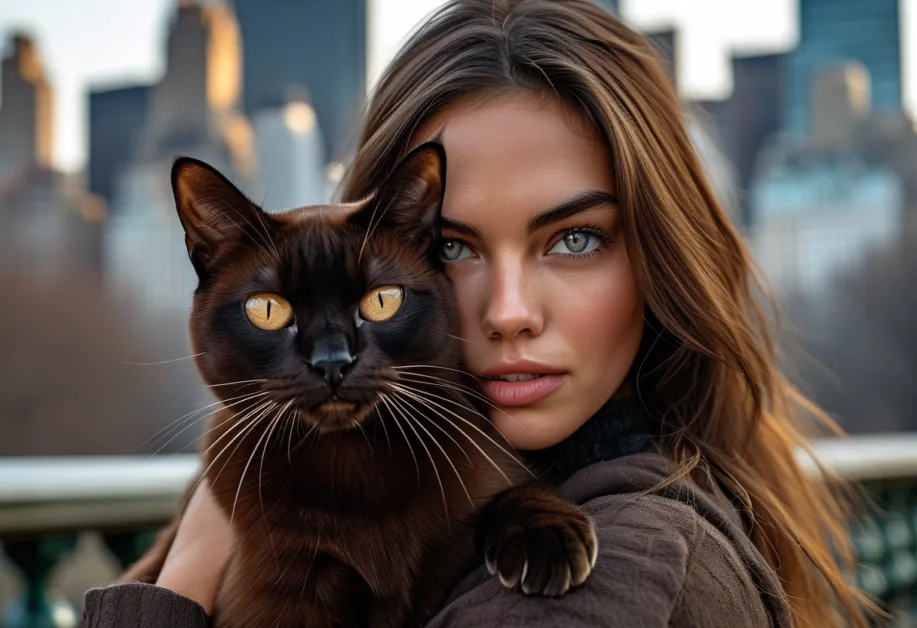 แมวเบอร์มิสโพสต์ท่ากับแสงธรรมชาติที่ลงตัว - ภาพที่ดึงความสนใจด้วยการจับแสงและมุมมองที่ทำให้แมวดูมีเสน่ห์มากยิ่งขึ้น