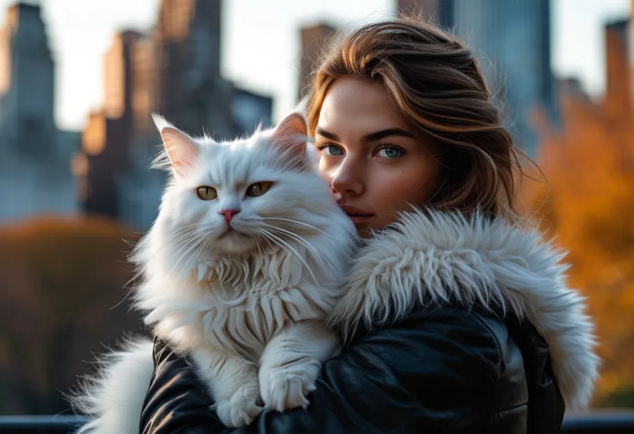 แมว Manx อันเป็นสัญลักษณ์พร้อมหอคอยอันเป็นสัญลักษณ์ - ท่าทางที่สง่างามของแมว Manx ช่วยเสริมหอคอย Central Park Tower ที่สูงตระหง่าน