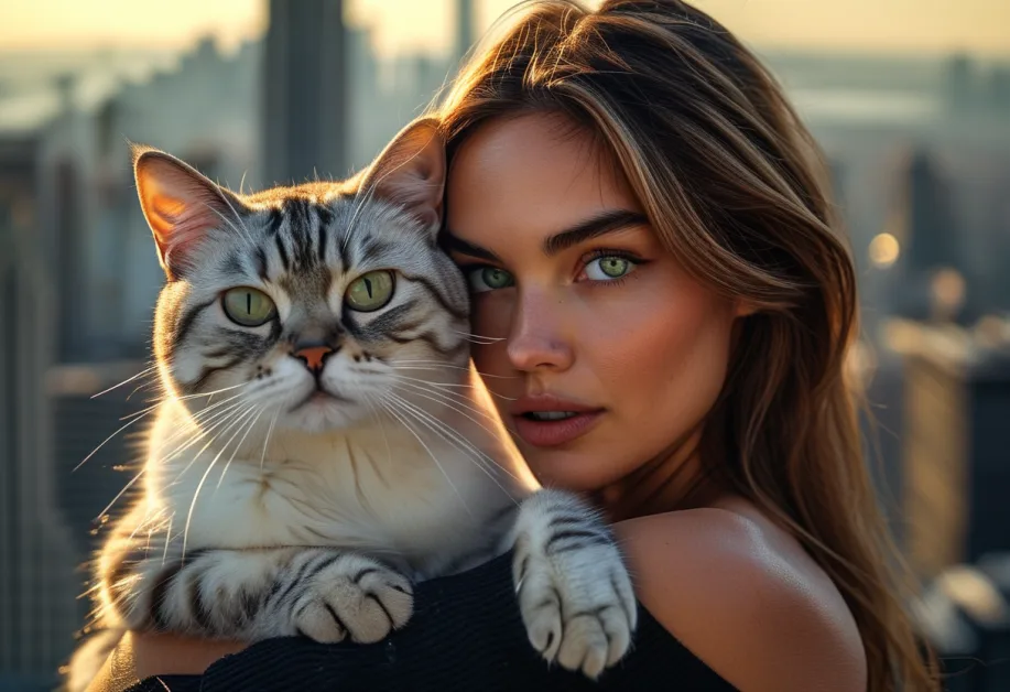 ภาพแมวเบอร์มิลล่าที่ Empire State Building ในช่วงกลางคืน - แมวเบอร์มิลล่ากับวิวตึก Empire State Building ยามค่ำคืน โชว์ขนสีเงินวาว เผยเสน่ห์ที่เป็นเอกลักษณ์เฉพาะตัวของสายพันธุ์