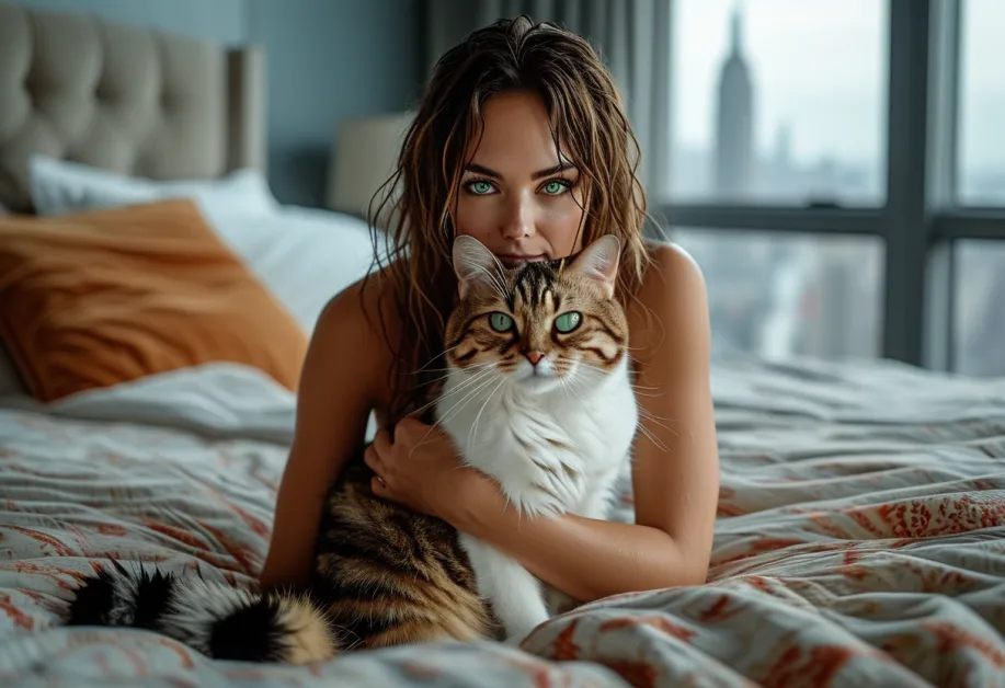 แมวเบอร์มิลล่ากับแสงไฟยามค่ำคืนที่ Empire State Building - บรรยากาศเมืองใหญ่ยามกลางคืนกับแมวเบอร์มิลล่าที่ดึงดูดตาด้วยขนที่มีความเงางามอันเป็นเอกลักษณ์