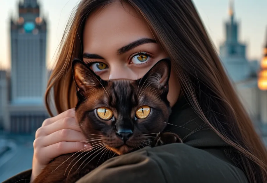 ความลึกลับและความสง่างามในตัวแมวเบอร์มิสที่สะท้อนผ่านแสงไฟอันนุ่มนวลในภาพนี้
