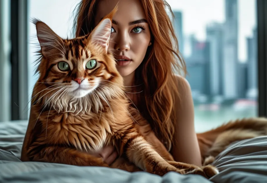 แมวโซมาลีกับมุมมองที่แสดงถึงความสง่างามและการดูแลตัวเองที่ยอดเยี่ยม