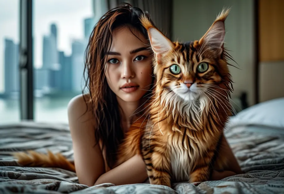 แมวโซมาลีในท่วงท่าพร้อมลุย แสดงถึงนิสัยกระตือรือร้นและความสนุกสนานในตัว