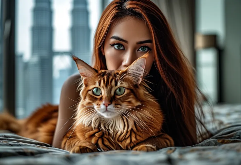 แมวโซมาเลียจ้องมองไปไกลๆ อย่างครุ่นคิด เปล่งประกายสติปัญญาและความอยากรู้อยากเห็น