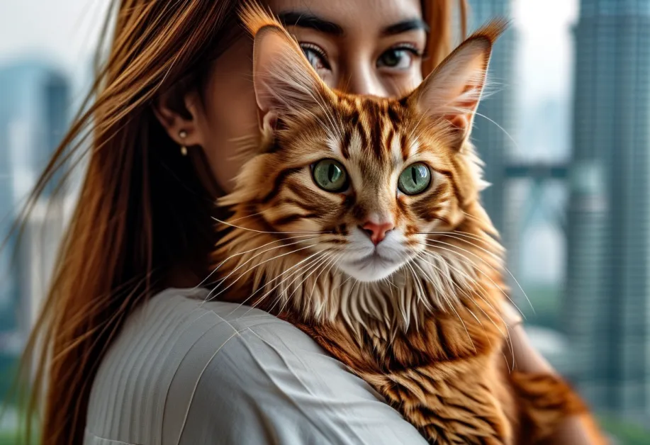 แมวโซมาเลียในท่าที่ผ่อนคลาย รวบรวมความเงียบสงบและความสง่างามที่ประณีต