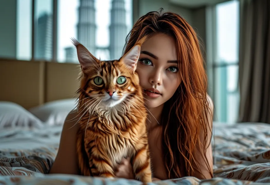 แมวโซมาเลียขี้เล่นมีปฏิสัมพันธ์กับของเล่น จับภาพไลฟ์สไตล์ที่สนุกสนานและกระฉับกระเฉง