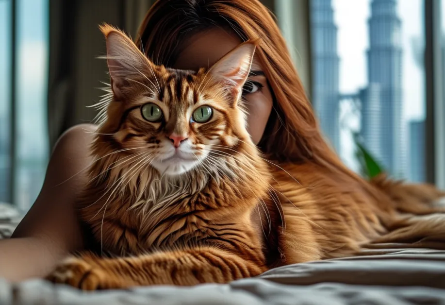 แมวโซมาเลียสํารวจสภาพแวดล้อมด้วยสายตาที่เฉียบแหลมแสดงให้เห็นถึงธรรมชาติที่ชอบผจญภัยและอยากรู้อยากเห็น