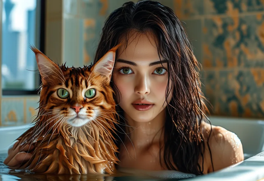 ภาพระยะใกล้ของดวงตาที่สดใสของแมวโซมาเลียและสกายทรี - ภาพระยะใกล้ที่เน้นดวงตาที่สดใสของแมวโซมาเลียโดยมีโตเกียวสกายทรีอันงดงามเป็นฉากหลัง