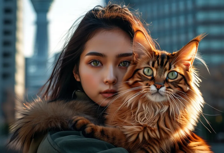 แมวโซมาเลียต่อต้านพลบค่ําที่โตเกียวสกายทรี - แมวโซมาเลียวางอยู่บนเฉดสีพลบค่ําอันน่าทึ่งของโตเกียวสกายทรีสร้างฉากที่น่าหลงใหล