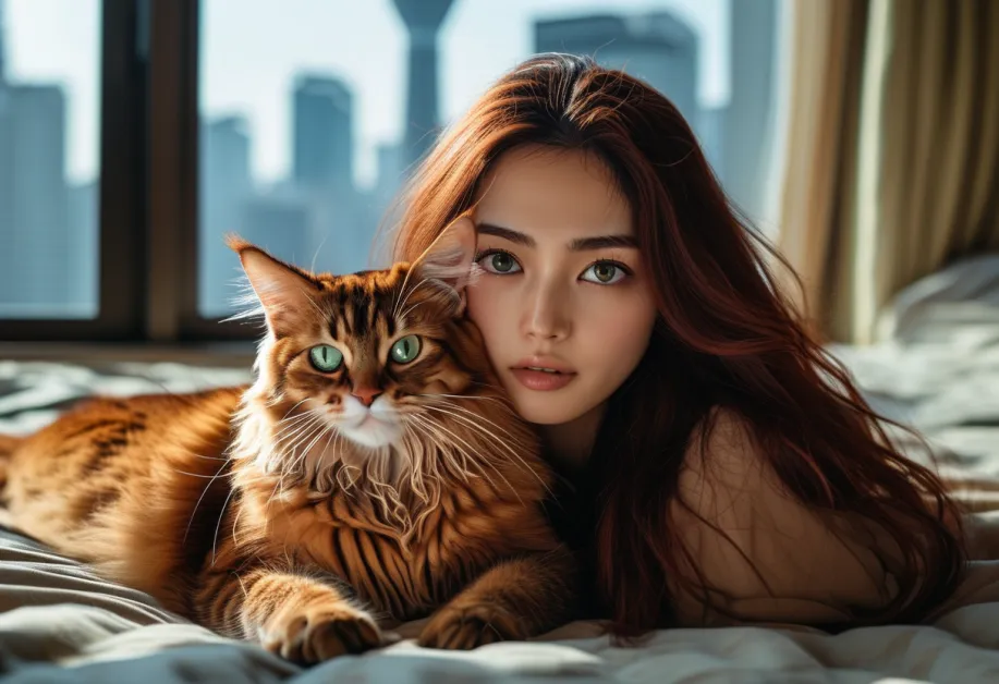 แมวโซมาเลียที่ชอบการผจญภัยใกล้โตเกียวสกายทรี - แมวโซมาเลียที่อยากรู้อยากเห็นสํารวจสภาพแวดล้อมใกล้กับโตเกียวสกายทรี ซึ่งรวบรวมการผสมผสานระหว่างการผจญภัยและความสง่างาม