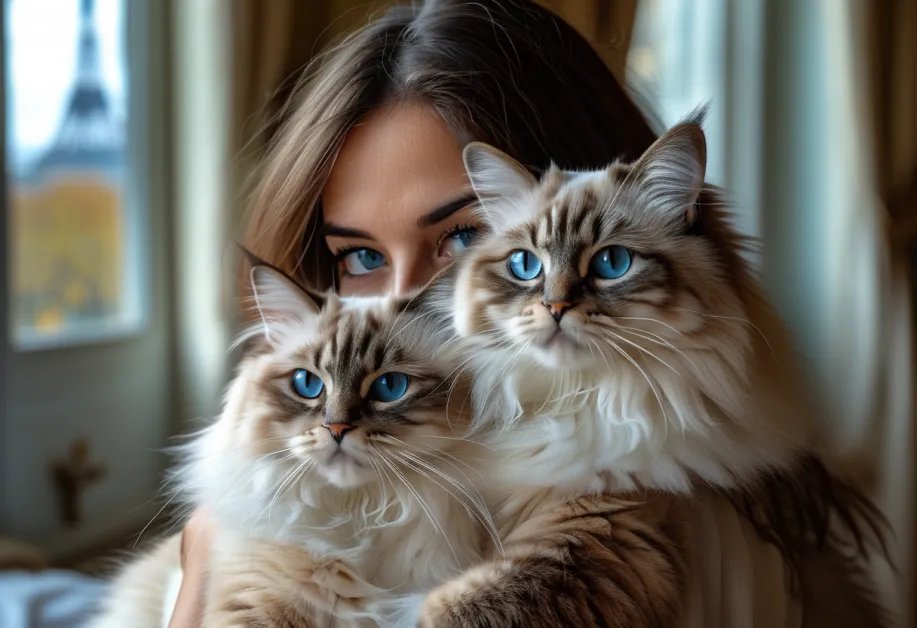 แมวแร็กดอลล์น่ารักที่หอไอเฟล - การผสมผสานที่ลงตัวระหว่างความน่ารักและเสน่ห์เมื่อแมวแร็กดอลล์โพสท่าใกล้หอไอเฟล