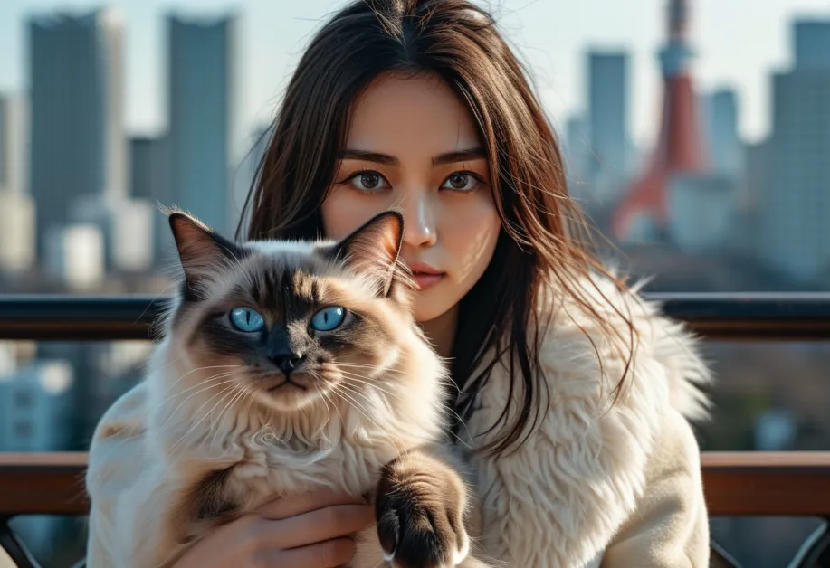 ภาพแมวเบอร์แมนแสนน่ารักโพสต์ท่ากลางแสงแดด พร้อมสีขนเงางามสะท้อนเอกลักษณ์ของสายพันธุ์