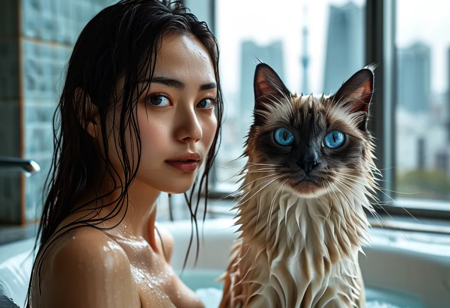 แมวเบอร์แมนโพสต์ท่าในมุมแสงธรรมชาติ เผยให้เห็นขนที่สวยงามและตาสีฟ้าอันน่าหลงใหล