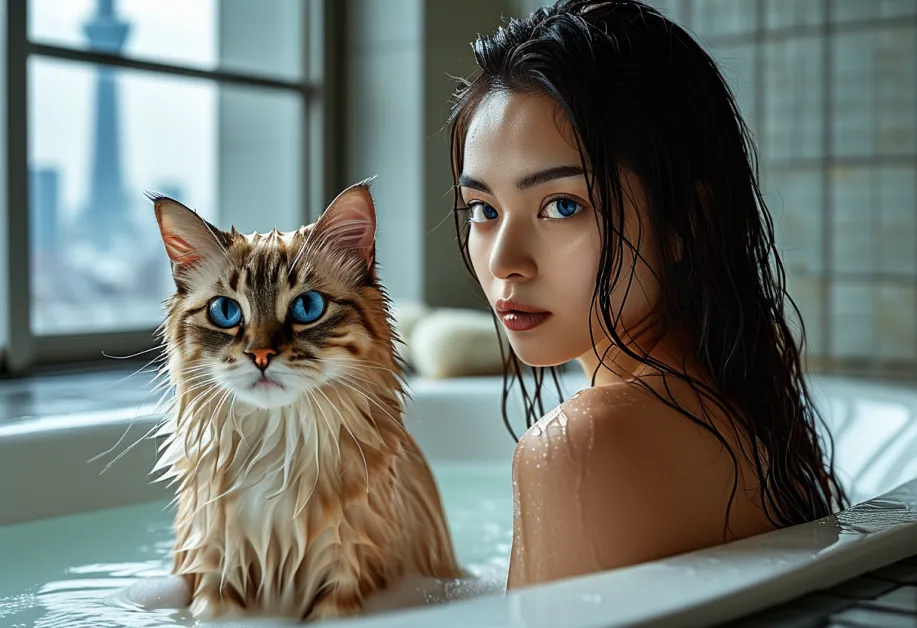 แมวเบอร์แมนขนฟูเต็มตัว ยืนในมุมที่เห็นเสน่ห์แห่งสายพันธุ์อย่างเต็มที่