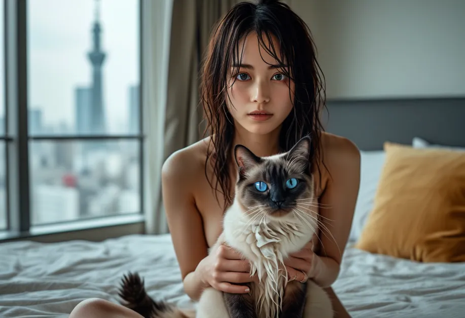 แมวเบอร์แมนในบรรยากาศอบอุ่นของบ้าน พร้อมขนยาวนุ่มที่ดึงดูดสายตา