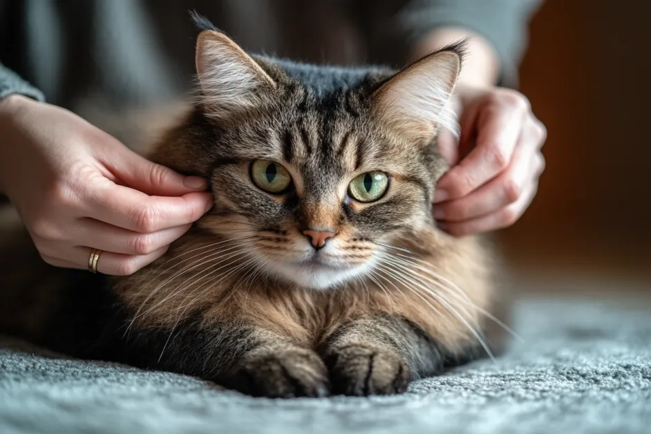 แมวกำลังทำความสะอาดตัวเองในพื้นที่สะดวกสบาย การดูแลสุขอนามัยของแมวให้น่ารักและสุขภาพดี