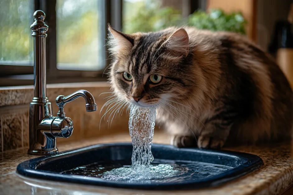 แมวขนฟูรับแสงยามบ่ายในบ้าน แสดงถึงความสุขและความสบายใจ