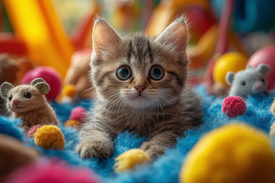 แมวกำลังกระโดดขึ้นสูงในช่วงเวลาเล่น แสดงพลังและความคล่องตัว