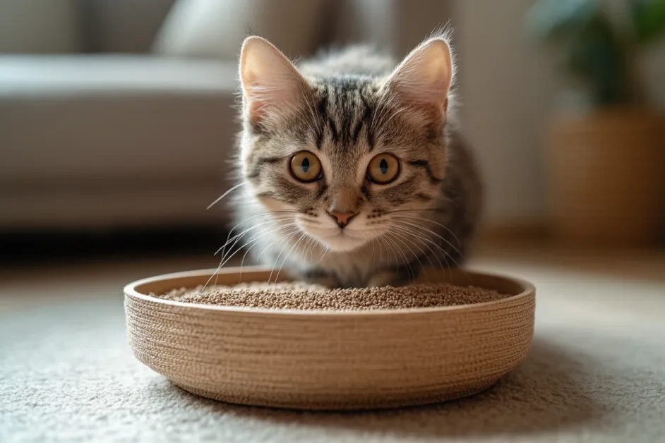 แมวตัวน้อยแอบมองจากมุมห้อง เพิ่มเสน่ห์และความน่ารัก