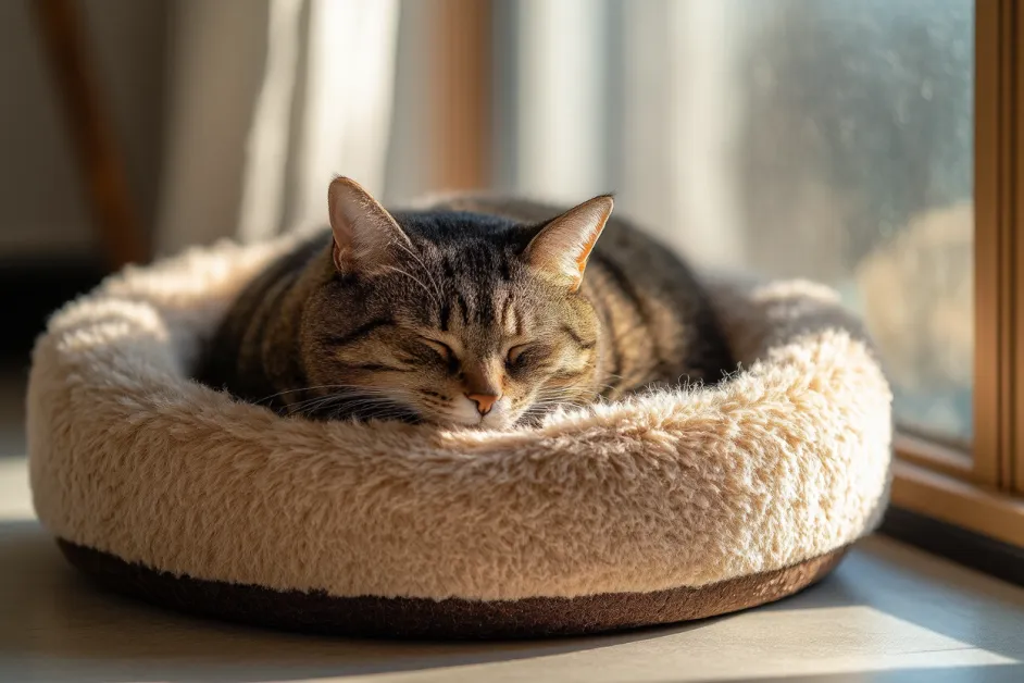 แมวกับเจ้าของกำลังมีช่วงเวลาที่น่ารัก แสดงถึงความสัมพันธ์ที่อบอุ่นระหว่างคนและสัตว์เลี้ยง