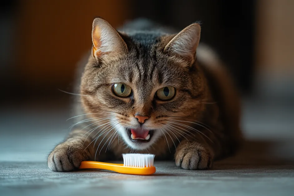 แมวกำลังวิ่งไล่จับของเล่นในบ้าน แสดงถึงการปลดปล่อยพลังงานและความตื่นเต้น