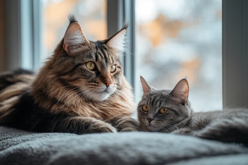 แมว Burmese ขนสั้นมันวาว กำลังนั่งบนโซฟาในบ้านอย่างสงบและน่ารัก เหมาะสำหรับครอบครัว