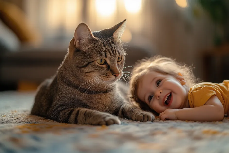 แมวที่มีความสุขและผ่อนคลายในอ้อมกอดของเจ้าของใหม่ แสดงถึงความสัมพันธ์ที่ดีที่เริ่มต้นจากการรับเลี้ยงในศูนย์พักพิง