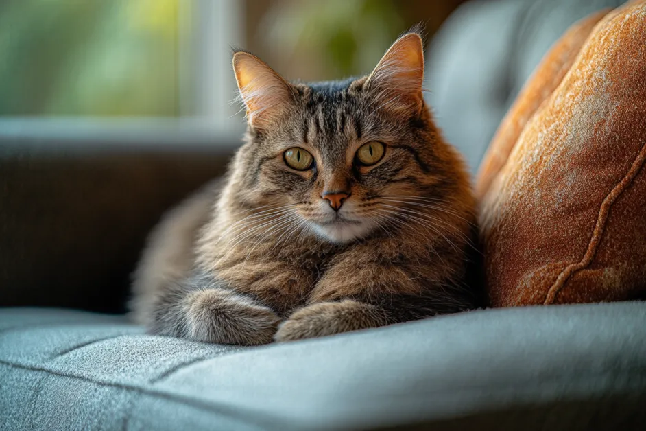 แมวพันธุ์ใหญ่กำลังเล่นของเล่นอย่างมีความสุข เพิ่มความสนุกให้กับบ้านที่มีพื้นที่กว้าง