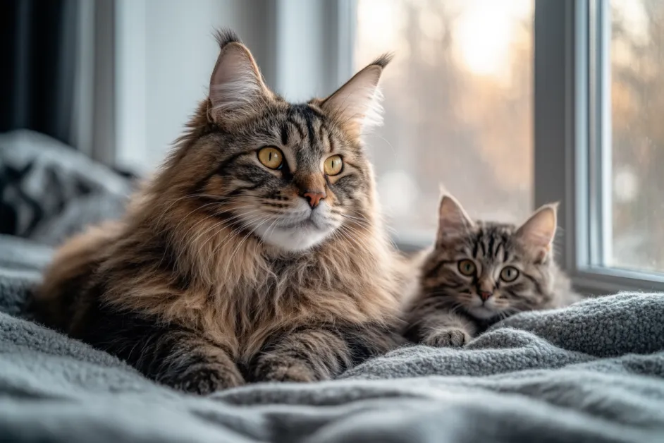 แมว Persian ขนยาวฟูนุ่มกำลังมองออกนอกหน้าต่าง ด้วยบุคลิกที่สงบและเหมาะกับการเลี้ยงในบ้าน