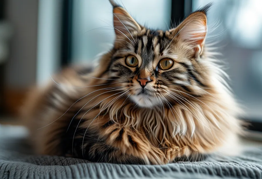 แมวสูงอายุนั่งสงบในพื้นที่ที่มีแสงธรรมชาติสาดส่องถึง - แสดงถึงความสำคัญของการสร้างบรรยากาศที่ช่วยให้แมวรู้สึกผ่อนคลาย