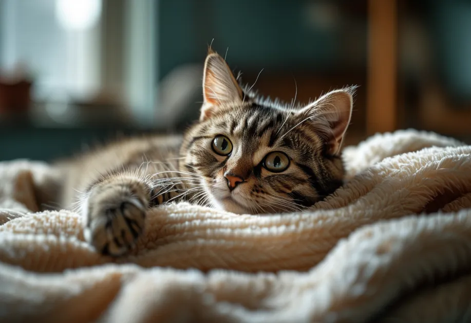 ภาพแมวกำลังจ้องมองอย่างอยากรู้อยากเห็น - แมวสุขภาพดีที่แสดงพฤติกรรมการสำรวจอย่างตื่นเต้น เหมาะกับการส่งเสริมสุขภาพจิต