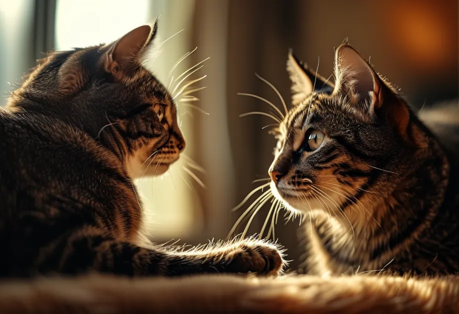 แมวกำลังจ้องมองของเล่นด้วยความตื่นเต้น - การเล่นเสริมพัฒนาการและสุขภาพจิตของสัตว์เลี้ยง