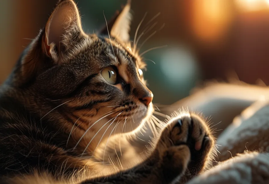 แมวกำลังเล่นของเล่นในพื้นที่ที่เตรียมไว้อย่างดี - ของเล่นที่ออกแบบมาเพื่อส่งเสริมพฤติกรรมการเล่นและความสุขของแมว