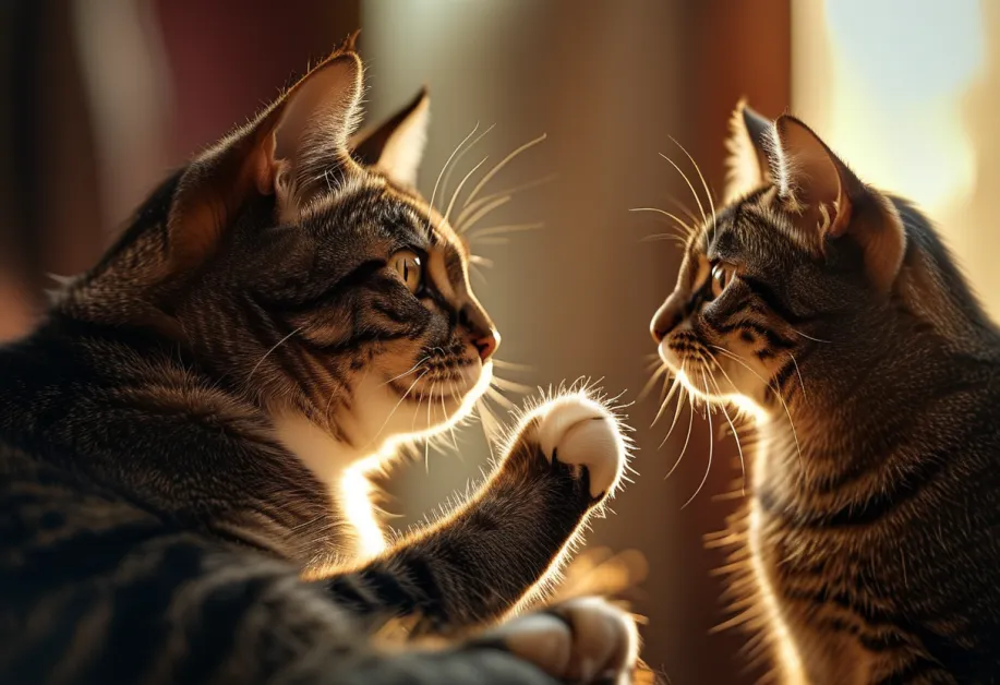 แมวนั่งในท่าทางที่ดูสุขภาพดี มีอารมณ์สดใส สื่อถึงผลลัพธ์จากการดูแลที่เหมาะสม เหมาะสำหรับบทความเกี่ยวกับเคล็ดลับในการเลี้ยงแมวให้แข็งแรงและมีความสุข