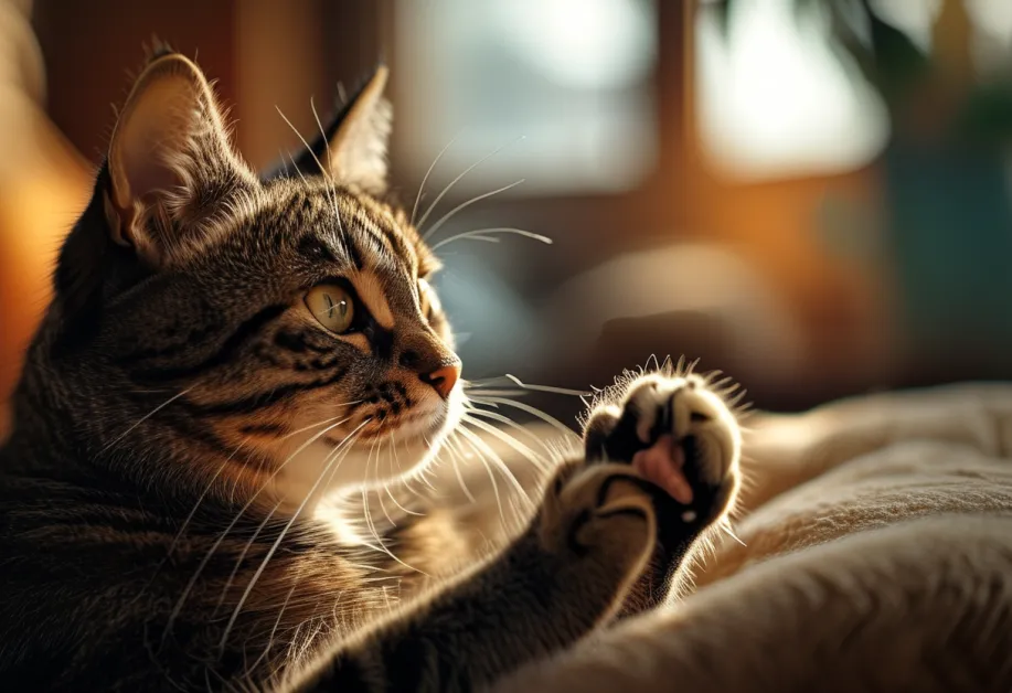 แมวขนสั้นนอนหลับอย่างสบายในพื้นที่ส่วนตัว - แมวตัวน้อยที่นอนอย่างสงบในมุมที่ปลอดภัยในบ้าน