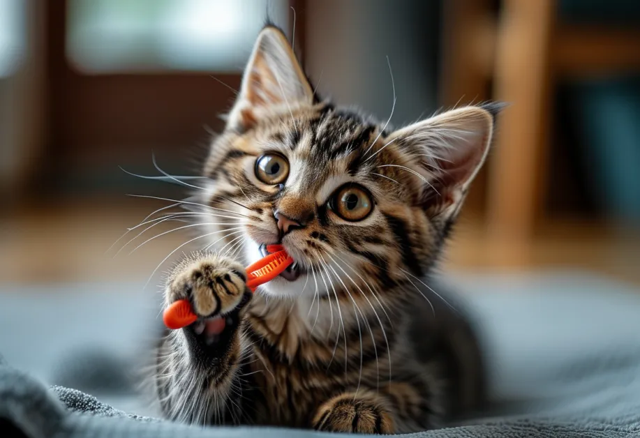 แมวสูงอายุกำลังสนใจของเล่นที่ช่วยเสริมสร้างความคิดสร้างสรรค์ - เน้นถึงความสำคัญของกิจกรรมที่ช่วยกระตุ้นจิตใจของแมววัยชรา