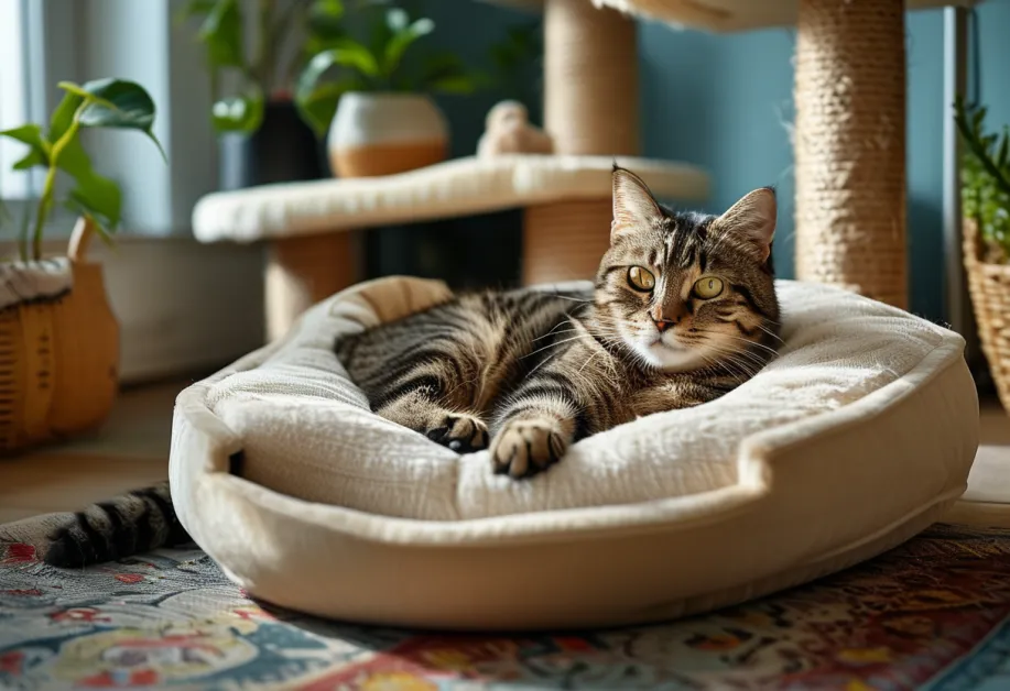 แมวนอนหลับพักผ่อนอย่างสบาย - ภาพแมวกำลังนอนหลับในพื้นที่ที่ปลอดภัยและสะดวกสบาย.